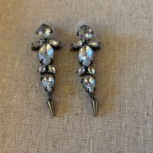 Stella & Dot Clear Crystal Drop Earrings with Gunmetal Spikes